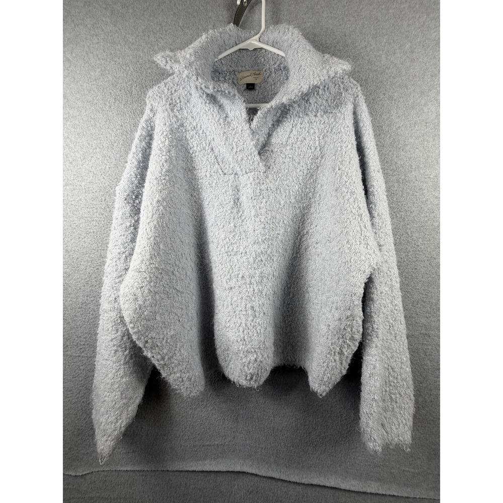 Universal Thread Sweater Womens Large Gray Collared‎ Fuzzy Boucle Knit Pullover